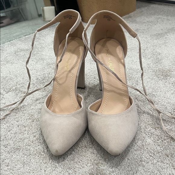 Chase + Chloe size 11 pointed toe suede ankle tie heels. - Picture 1 of 6